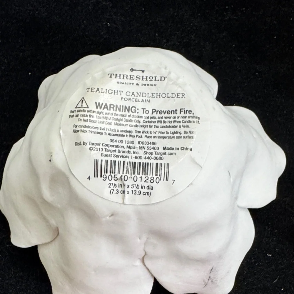 Threshold Tealight Candle Holder Porcelain White Flower Decoration (pair)